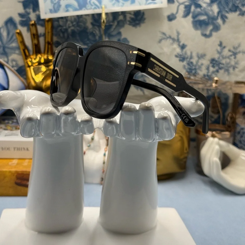 Dior Black and Gold Logo Cat-Eye Sunglasses